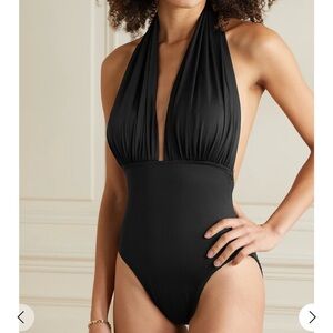 Norma Kamali Black Halter One Piece Swimsuit